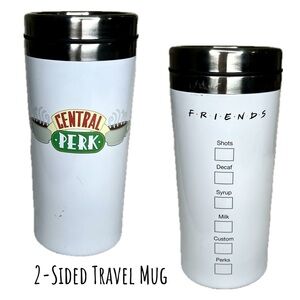 FRIENDS Travel Mug Central Perk Cafe Stainless Steel Coffee Tea White 15 fl oz